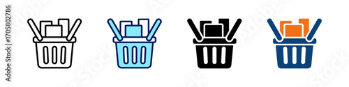 Shopping Basket All In One Icon Multi Styles Vector Set