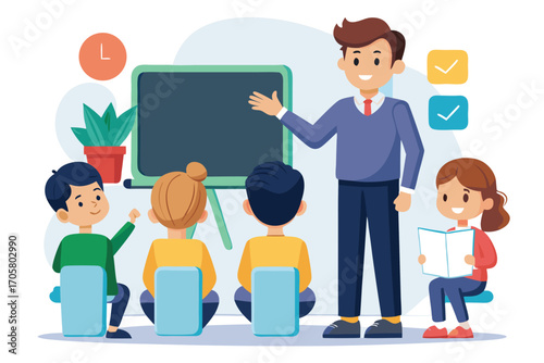 Engaging Classroom Scene Teacher and Students Learning Together