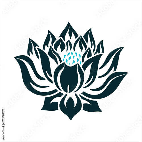 Stylized Lotus Flower Illustration on White Buddhas Birthday stylised lotus flower with layered petals in soft lavender and indigo gradients
