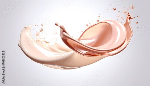 Dynamic splash of two-tone liquid foundation or cosmetic concealer - Splash kosmetik cair