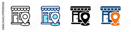 Store Directory All In One Icon Multi Styles Vector Set
