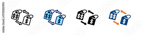 Price Comparison All In One Icon Multi Styles Vector Set
