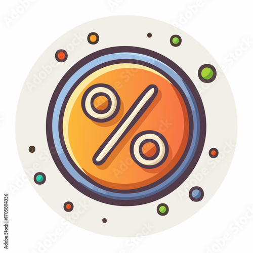 Orange Percentage Symbol On A Colorful Dotted Background