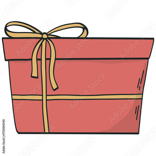 Hand drawn Christmas doodle of giftbox, PNG cartoon element, clipart, sticker design for prints, cards, posters, banners, social media, etc.