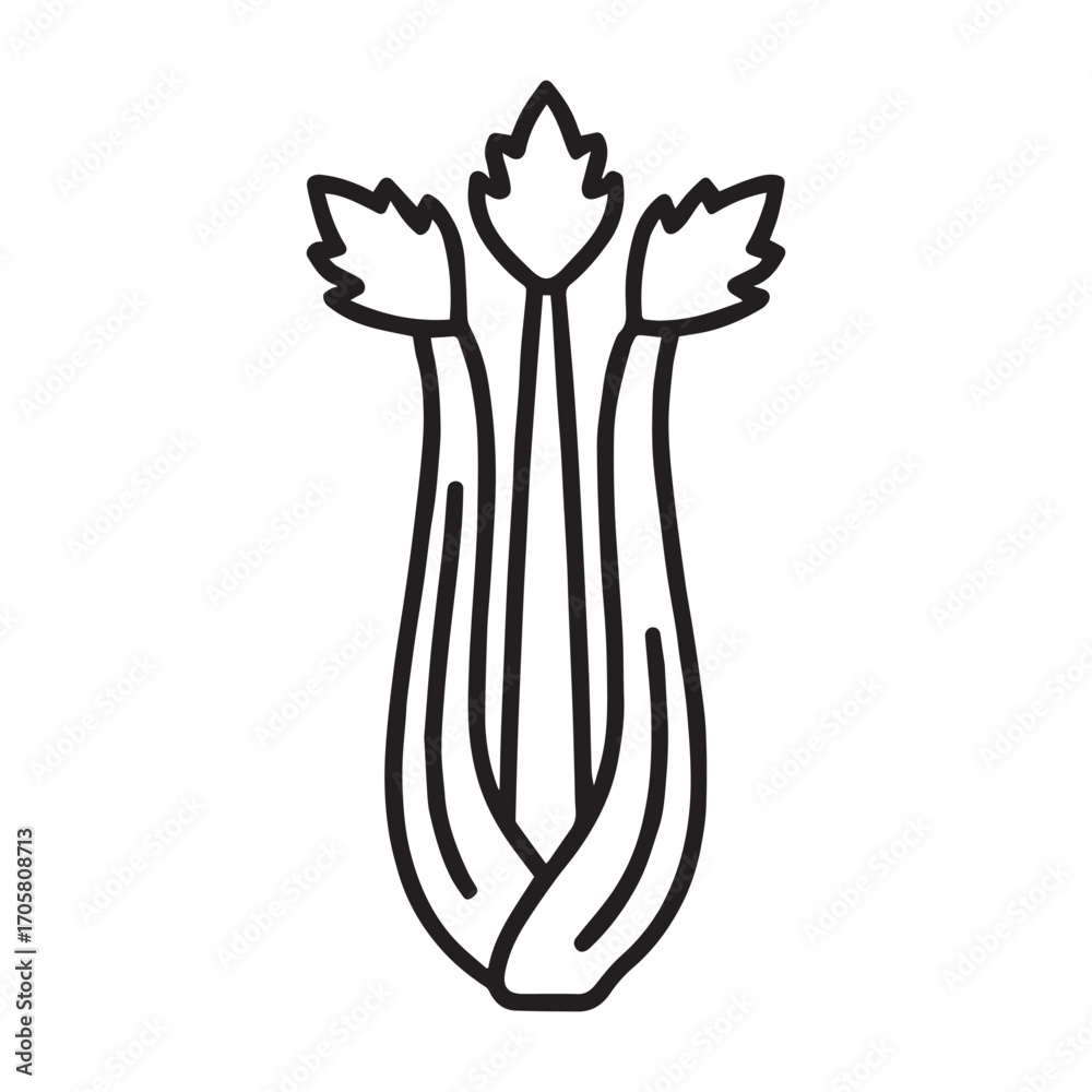 Obraz premium Hand holding a bunch of celery leaves isolated on white background