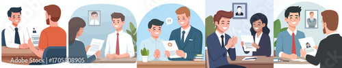vector of an applicant submitting a CV for an interview session