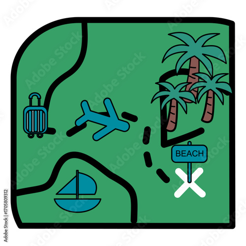 Travel Adventure Map with Island