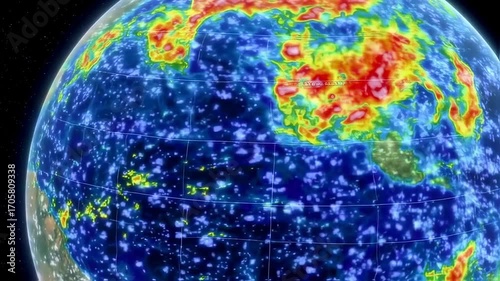 Earth globe, thermal weather map