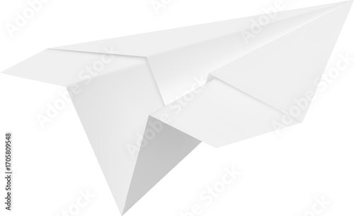 Paper white airplane icon, kids craft, flying up, transport.