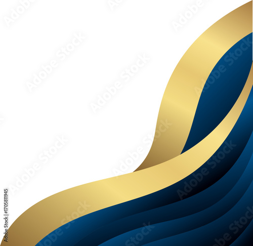 Elegant Dark Blue and Gold Corner Graphic