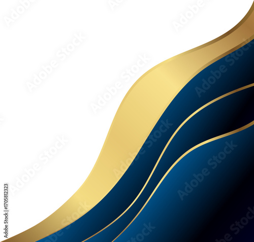 Elegant Dark Blue and Gold Corner Graphic