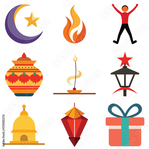 Stylized crescent moon with a shining star