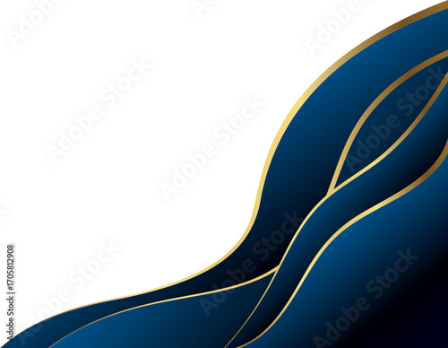Corner element with flowing dark blue and gold