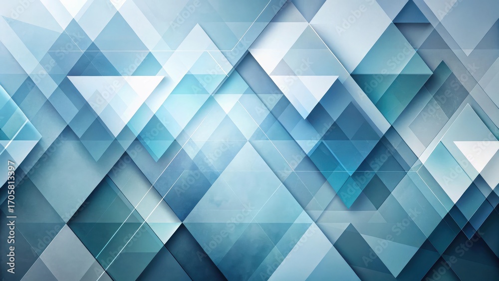 Fototapeta premium Abstract Geometric Shapes in Cool Blue Tones, Overlapping Layers Creating Depth and Visual Interest