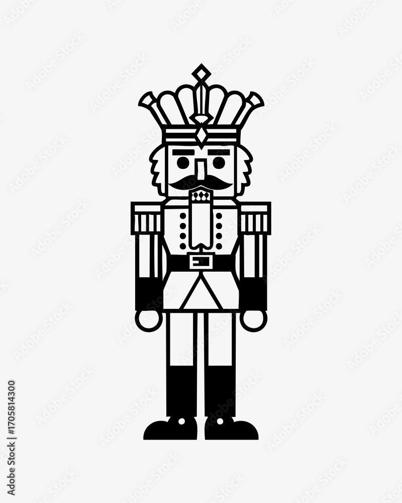 Naklejka premium Christmas nutcracker illustration holiday black.