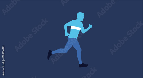 Energetic Run: This minimalist illustration captures the essence of dynamic movement, with a person in mid-stride, showcasing athleticism and a healthy, active lifestyle. 