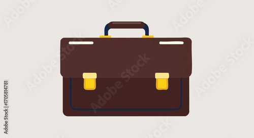Brown Briefcase for Business: A classic, elegantly designed brown briefcase with golden accents, representing professionalism and business acumen. A symbol of work, travel, and productivity.