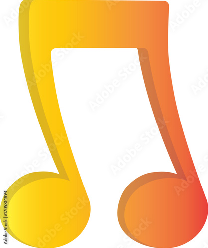 Yellow Gradient Beam Note, Music Note, Tone Symbol