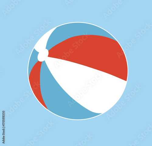 Beach Ball Transparent Vector svg holiday vacations for kids red white blue outlined illustration isolated asset pool float inflatable game fun leisure travel minimal simple art shape volleyball sport