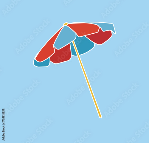 Parasol Transparent Vector svg holiday vacations for kids red white blue outlined illustration isolated asset pool relaxation object leisure travel minimal simple art shape sunbathing beach umbrella