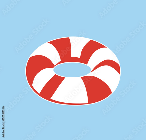 Pool Ring Float Transparent Vector svg holiday vacations for kids red white outlined illustration isolated asset pool float inflatable game fun leisure travel minimal simple art shape children play 