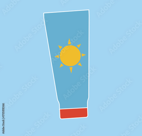 Sunscreen Transparent Vector svg holiday vacations sun cream block spf sun protection summer kids red yellow blue outlined illustration isolated asset beach fun travel minimal simple art shape trip
