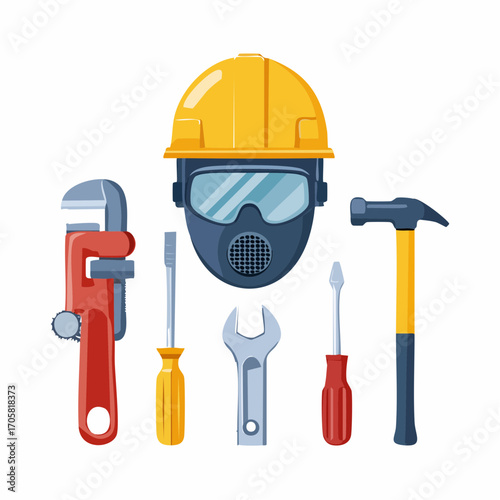 Heavy-Duty Workshop Items Vector Set of Tools for Welding and Construction Projects