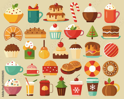 A festive assortment of sweet treats and holiday desserts