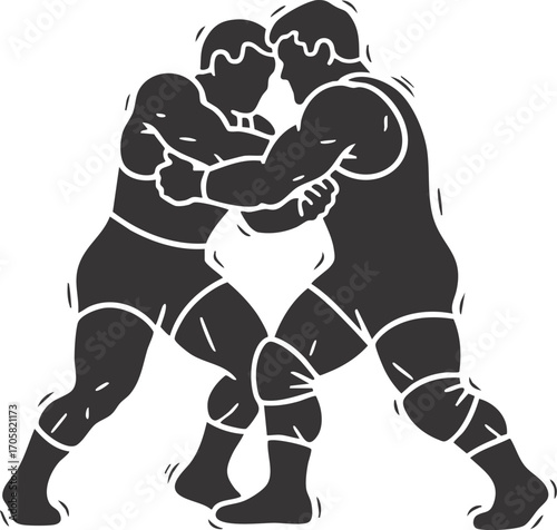 vector silhouette of a wrestler