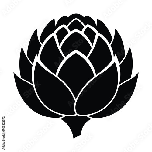 Realistic artichoke vegetable with stem and leaves in digital vector