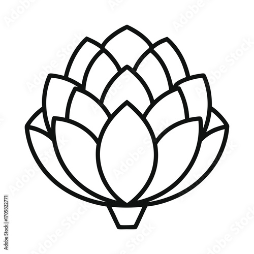 Single artichoke vegetable with detailed leaf layers in vector style