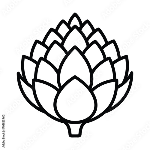 Detailed illustration of fresh artichoke with leaves on white background