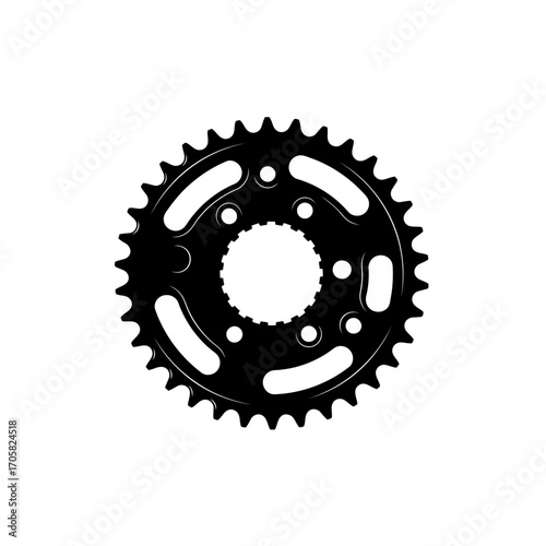 Black motorcycle sprocket silhouette isolated on white background