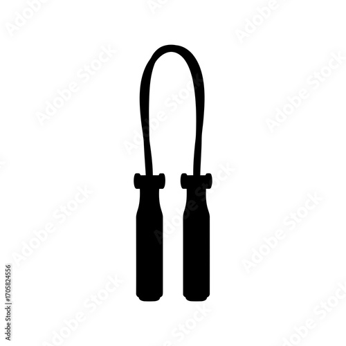 Black silhouette of a jump rope isolated on white background