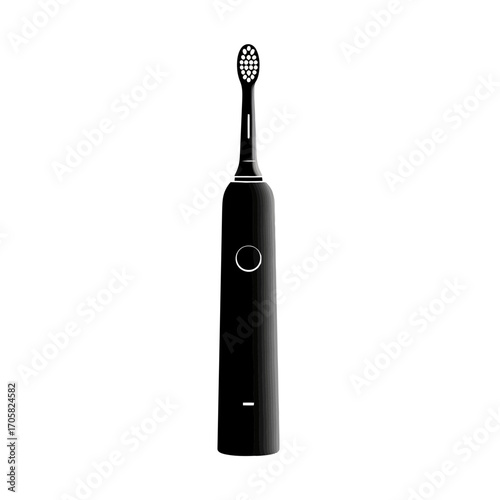 Black electric toothbrush silhouette isolated on white background