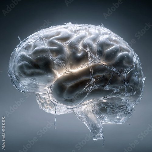 Wallpaper Mural A symbolic representation of emotional numbness and mental blockages. Ice encapsulates the brain, portraying the coldness and isolation of winter. Torontodigital.ca