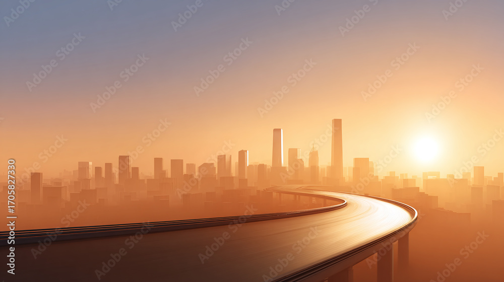 Obraz premium city skyline and tech lines
