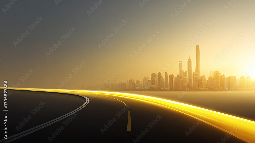 Obraz premium city skyline and tech lines