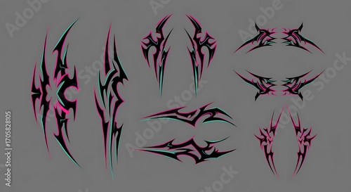 Abstract tribal flame and wing style graphic decals