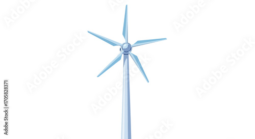 Modern wind turbine generating clean energy against a bright sky, symbolizing renewable power.