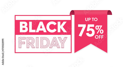 Black Friday sale announcement with up to 75% off discount