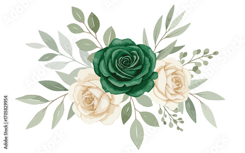 Elegant green and cream rose floral arrangement