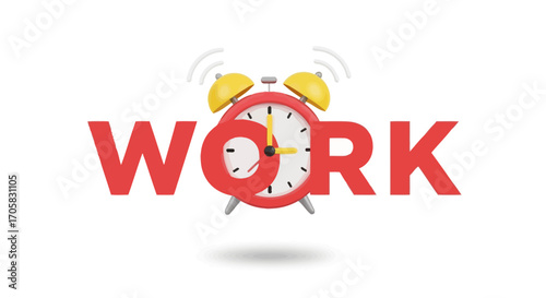 Alarm clock ringing to signal the start of the workday, emphasizing urgency and time management.