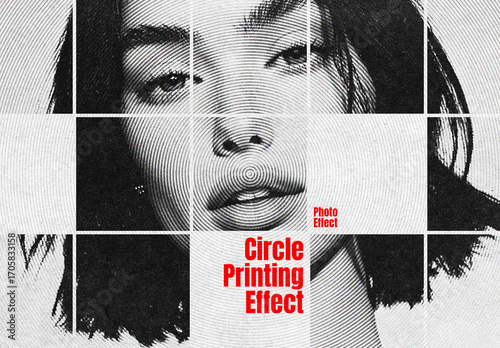 B&W Circle Printing Effect Mockup