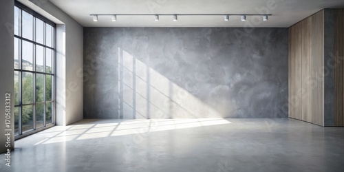 Sunlit Modern Room with Exposed Concrete Wall and Wood Accents