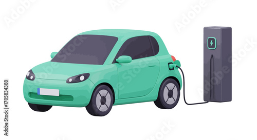 Eco-friendly electric car charging at a modern station, symbolizing sustainable transportation.