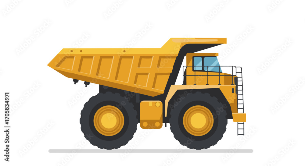 Obraz premium Large yellow dump truck illustration in flat design