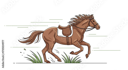 A Galloping Horse Against a Clean White Backdrop Depicting Natural Elegance