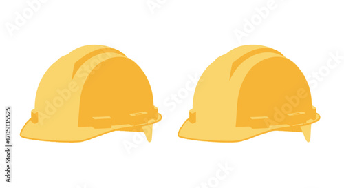 Two yellow hard hats symbolizing safety and construction work