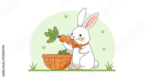 An Adorable Bunny Relishing A Fresh Carrot In An Aesthetic Design